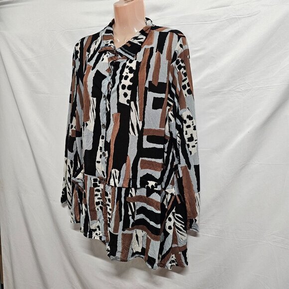 Chalet et ceci Button Up Asymmetric Top Shirt Women Size L - Picture 10 of 15